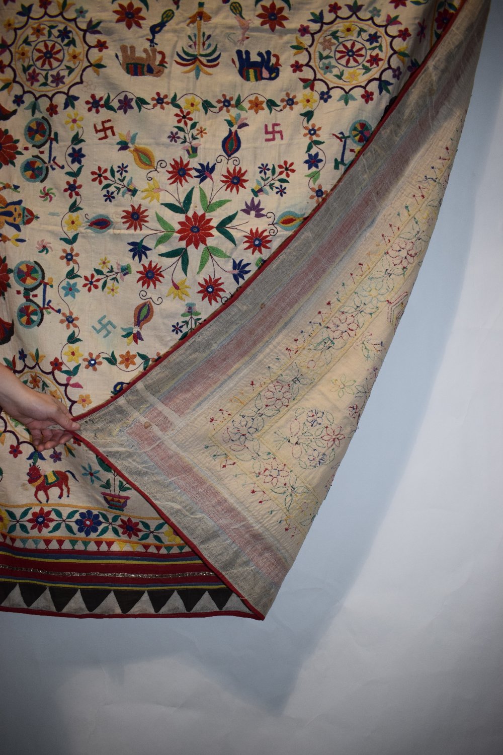 Two Rajasthan embroideries, north India, circa 1930s-50s, the first a coverlet, undyed cotton ground - Image 15 of 15