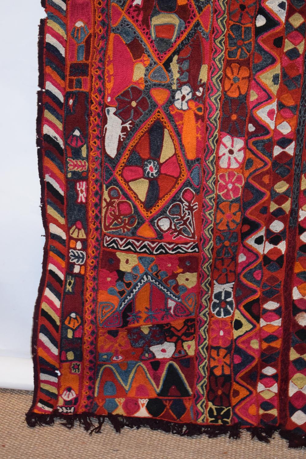 Iraqi embroidered wedding blanket, Samawa, Marshlands of southern Iraq, 20th century, 8ft. 7in. X - Image 7 of 10