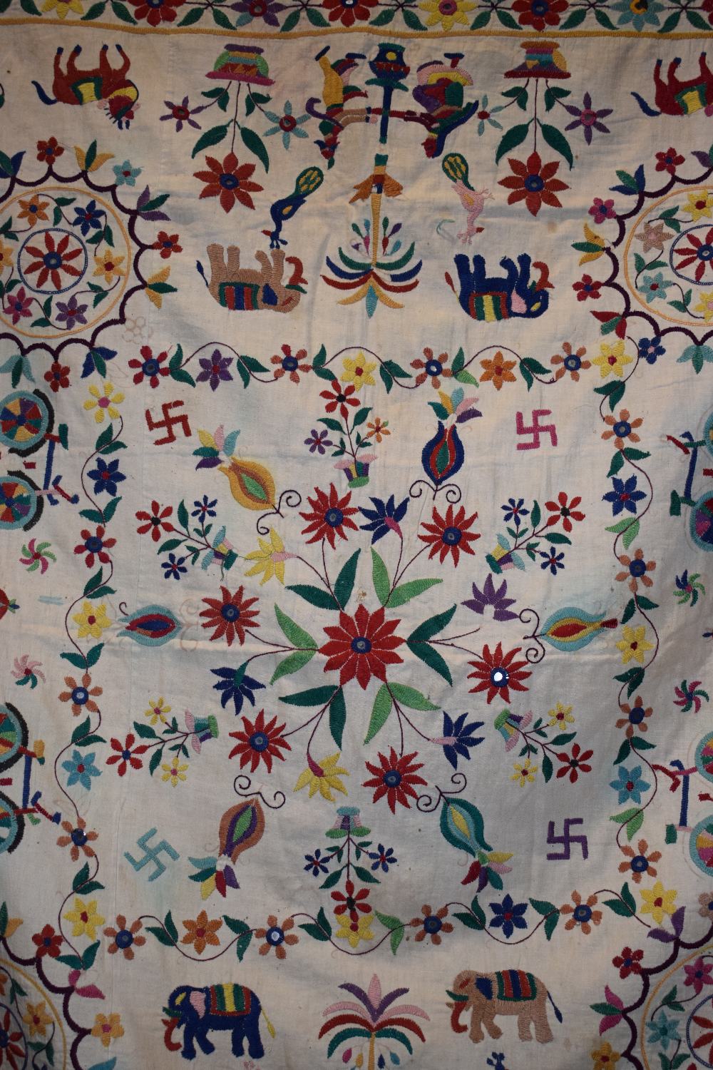 Two Rajasthan embroideries, north India, circa 1930s-50s, the first a coverlet, undyed cotton ground - Image 13 of 15