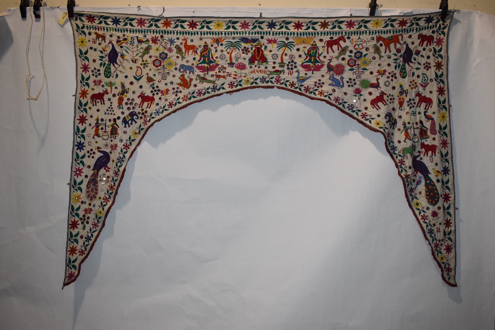 Two Rajasthan embroideries, north India, circa 1930s-50s, the first a coverlet, undyed cotton ground - Image 2 of 15