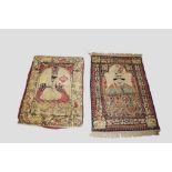 Two Ravar Kerman portrait rugs depicting Shah Abbas, south west Persia, the first, early 20th