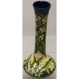 A modern Moorcroft long neck vase 'Baby Blue Eyes', 8in (20cm) together with a seconds Moorcroft