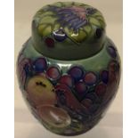 A Moorcroft pottery small ginger jar, birds and cherries with cover, 4.5in (11.5cm) and another