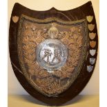 A Scottish late Victorian Lanarkshire Regimental football challenge shield, with unmarked silver