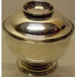 A George II silver covered sugar bowl, on a collet foot, 4.3in (11cm) diameter, Maker Robert