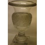 Versailles pattern Lalique. A large glass campana shape vase, with an egg and dart moulded rim, to a