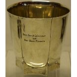 A French Art Deco First Standard silver cup, with panelled sides inscribed Brig Gen A C Critchle and