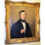 English School mid nineteenth century. An oil painting on canvas, half portrait a gentleman