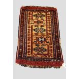 Anatolian yastik, late 19th/early 20th century, 3ft. 2in. X 1ft. 9in. 0.97m. X 0.54m. Overall wear