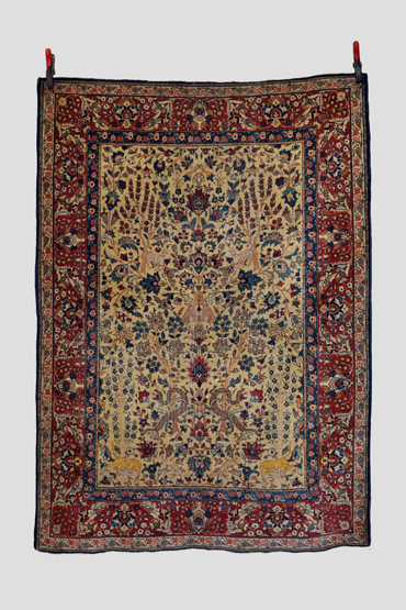 Tabriz pictorial rug, north west Persia, early 20th century, 6ft. 5in. X 4ft. 7in. 1.96m. X 1.40m.