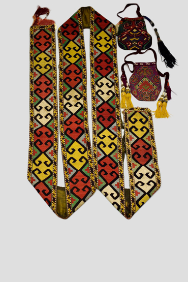 Two Uzbek Lakhai embroidered purses, Uzbekistan, late 19th century, one embroidered both sides - Image 2 of 8