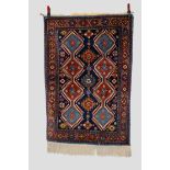 Yalameh rug, south west Persia, circa 1940s-50s, 5ft. X 3ft. 5in. 1.52m. X 1.04m. Part of woollen