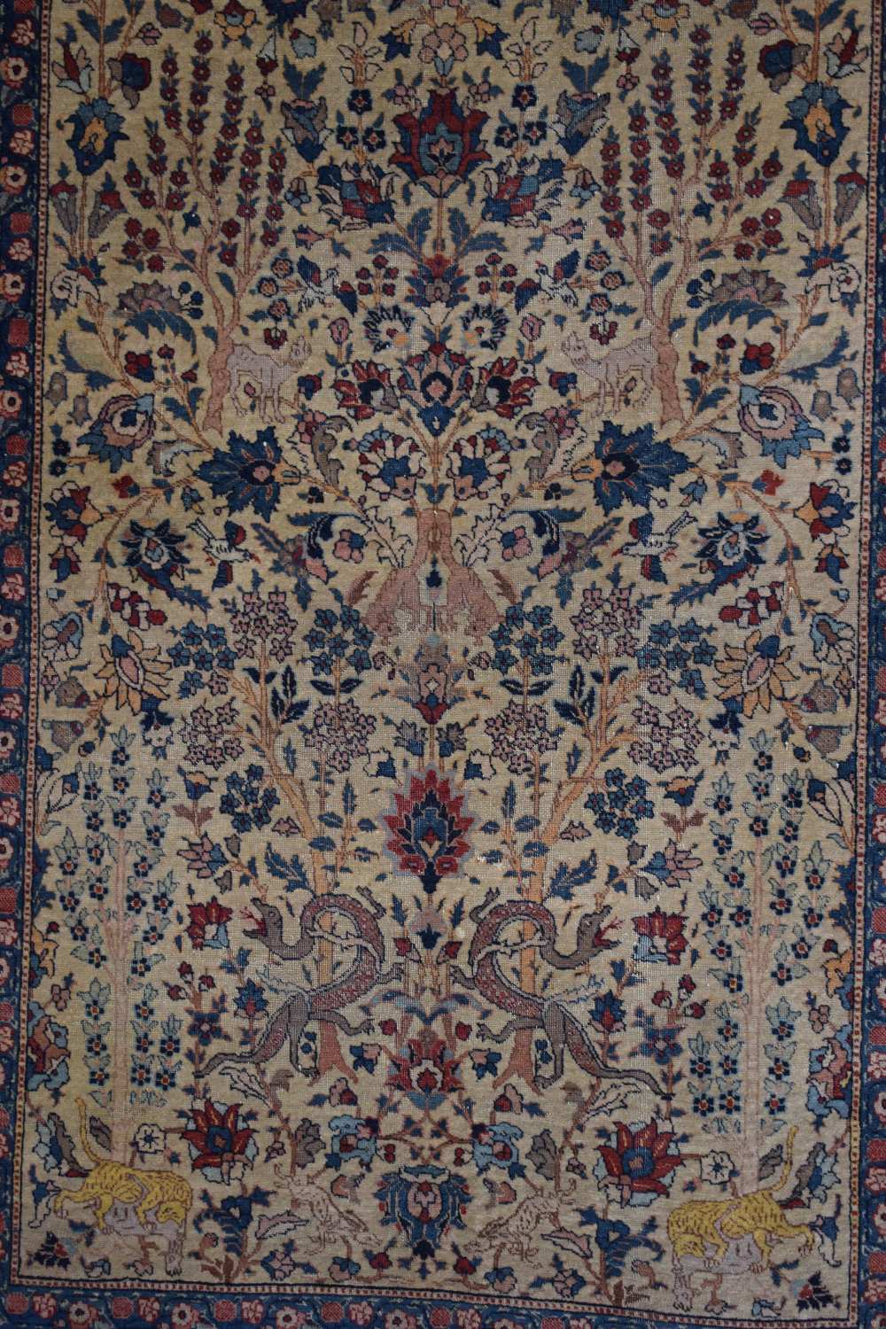 Tabriz pictorial rug, north west Persia, early 20th century, 6ft. 5in. X 4ft. 7in. 1.96m. X 1.40m. - Image 8 of 9