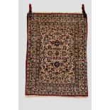 Nain rug, central Persia, mid-20th century, 3ft. 5in. X 2ft. 6in. 1.04m. X 0.76m. Some wear and
