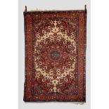 Tafresh ivory field rug, north west Persia, circa 1930s, 6ft. 5in. X 4ft. 5in. 1.96m. X 1.35m. Small