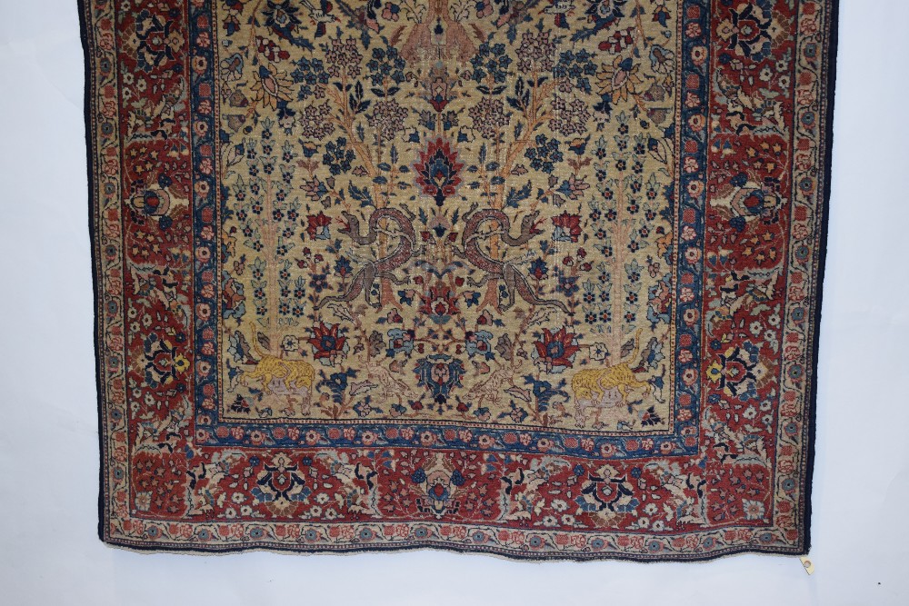 Tabriz pictorial rug, north west Persia, early 20th century, 6ft. 5in. X 4ft. 7in. 1.96m. X 1.40m. - Image 7 of 9