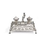 Unusual Early Victorian Sterling Silver Inkstand