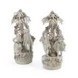 Pair of Blanc de Chine Pottery Figures