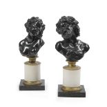 Pair of Bronze Busts of Bacchus and Ariadne