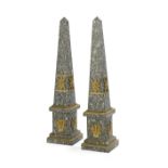 Pair of Gilt-Bronze-Mounted Granite Obelisks