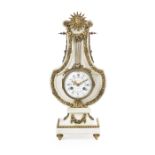 French Marble and Bronze Lyre-Form Clock