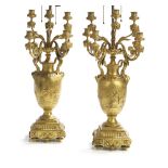 Pair of French Gilt-Bronze Candelabra