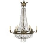 French Empire-Style Bronze and Crystal Chandelier