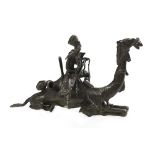 Patinated Bronze of a Camel and Bedouin Rider