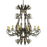 Continental Patinated Metal Chandelier