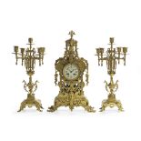 Gilt-Bronze Clock Set in the Baroque Taste