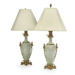 Pair of Gilt-Bronze-Mounted Moderator Lamps