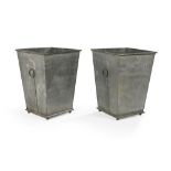 Large Pair of Gray Sheet-Metal Planters