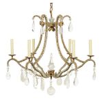 Painted Metal, Rock Crystal and Glass Chandelier