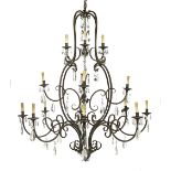 Continental-Style Patinated Metal Chandelier