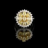 Yellow and White Diamond Ring