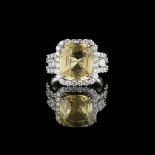 Natural Yellow Sapphire and Diamond Ring