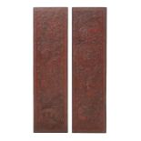 Pair of Chinese Cinnabar Lacquer Panels