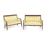 Pair of Restauration-Style Mahogany Settees