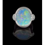 Unusual Opal and Diamond Ring