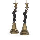 Pair of Restauration Bronze Candlesticks