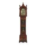 George III Red-Lacquered Tall Case Clock