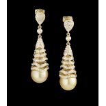 Diamond and South Sea Pearl Earrings