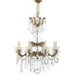 Rococo-Style Gilt-Metal and Crystal Chandelier