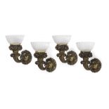 Set of Four Continental Brass Electrotype Sconces