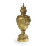 Large Continental Gilt-Bronze Garniture Urn