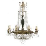 French Bronze and Crystal Chandelier