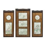 Three Chinese Porcelain and Hardwood Panels