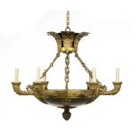 Gilt-Bronze and Patinated-Metal Chandelier