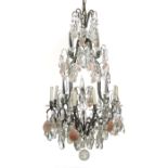 Bronze, Crystal and Rock Crystal Chandelier