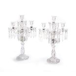 Pair of Molded Crystal Candelabra